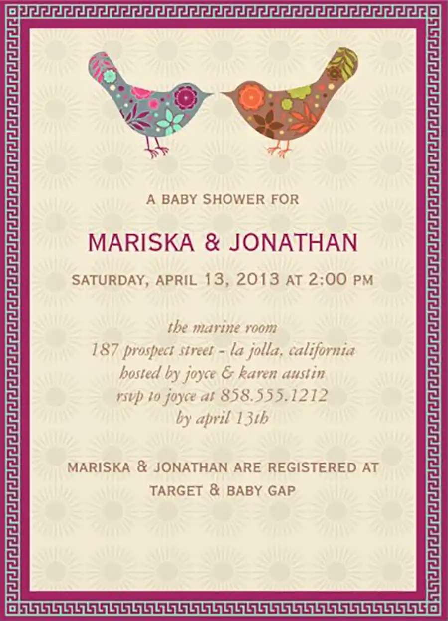 Birds Couple Baby Shower Invitation by Vizons Design