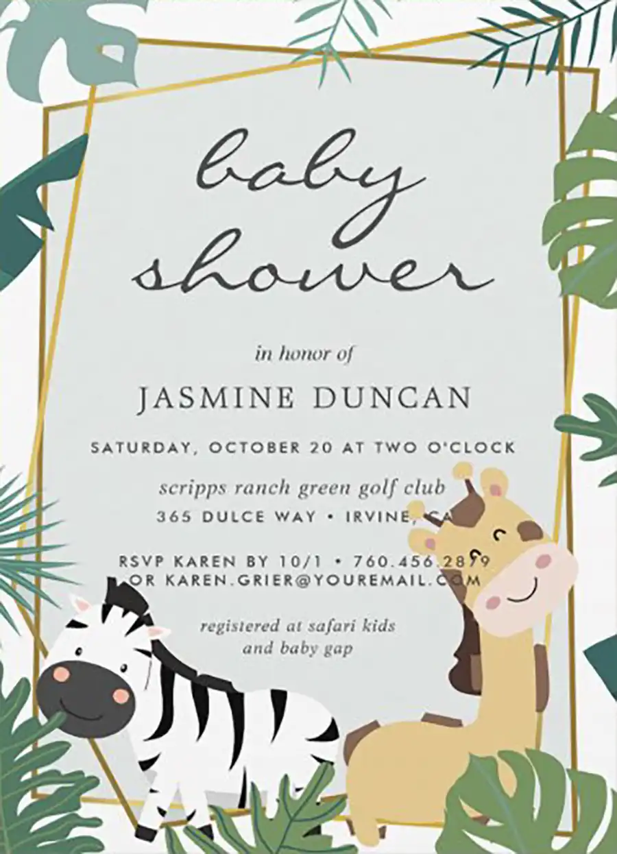 Zoo Forest Neutral Baby Shower Invitation | Vizons Design