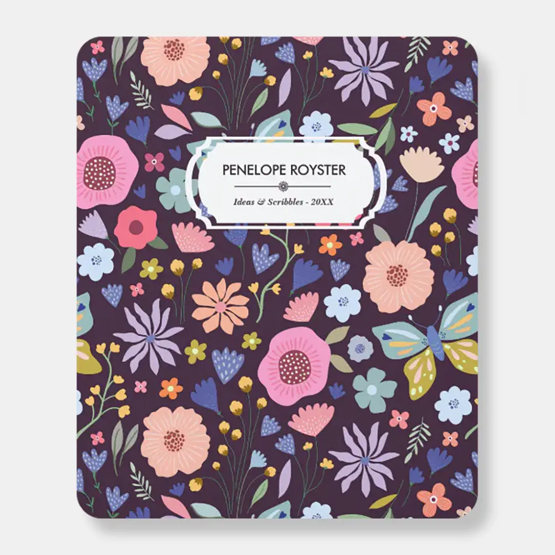 Vizons Design Pastels & Dark Plum Floral Pattern Name Mousepad
