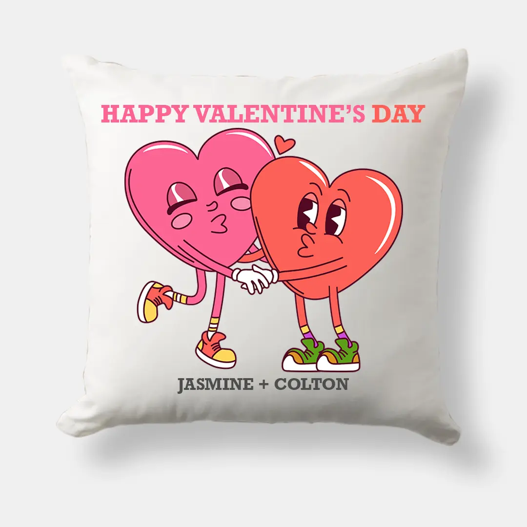 Cute Valentine's Hearts Couple Throw Pillow | Vizons Design