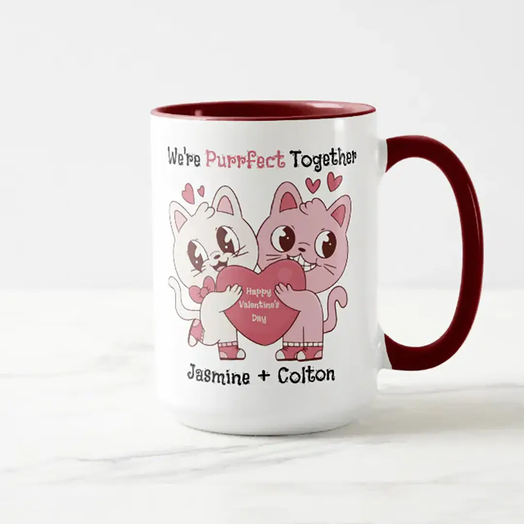 We're Purrfect Together Valentine's Day Coffee Mug Gifts | Vizons Design